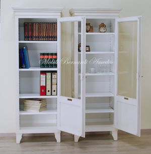 Vetrina in legno massello 1 anta laccata bianco